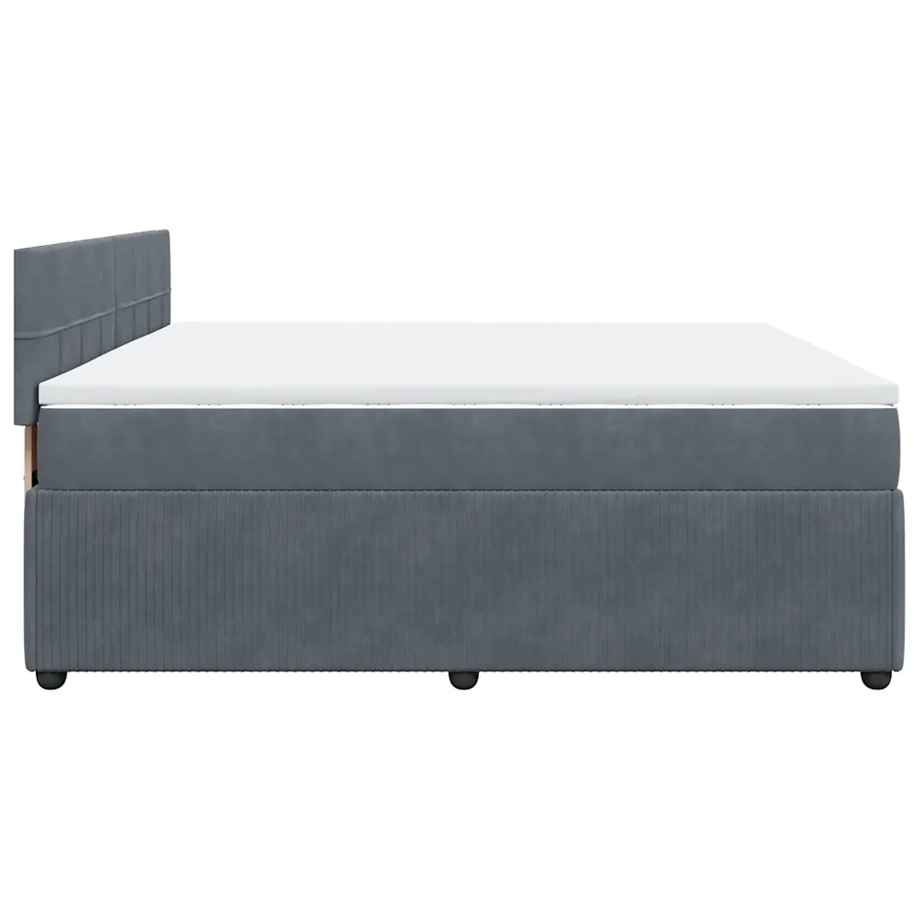 Giroletto a Molle con Materasso Grigio Scuro 180x200 cm Velluto
