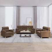 Set di Divani 3 pz con Cuscini Marrone in Tessuto 3201555