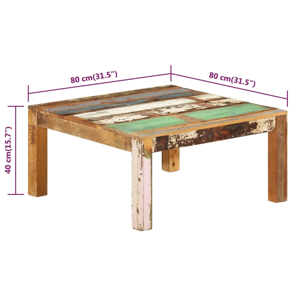 Tavolino da Salotto 80x80x40 cm in Legno Massello di Recupero 338030