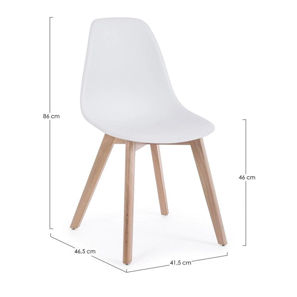 Set di 4 Sedie in Plastica con Gambe in Legno di Faggio Stile Nordico - JASMINE