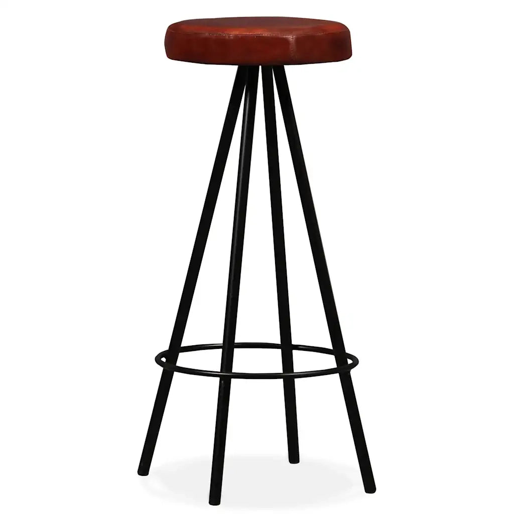 Set da Bar 5 pz in Legno Massello di Acacia e Vera Pelle