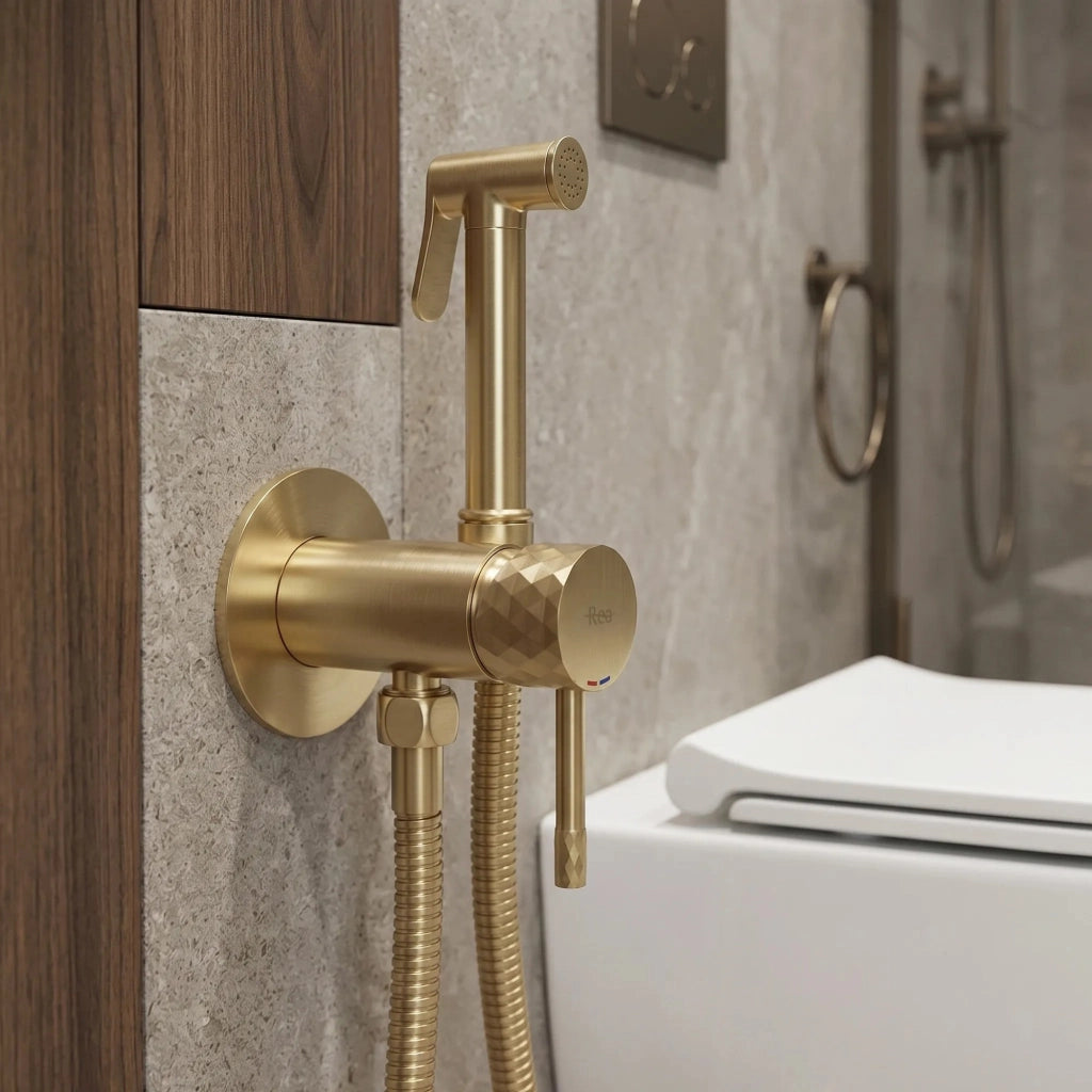 Rubinetto Bidet Rea Lungo Loop Diamond Brush Gold