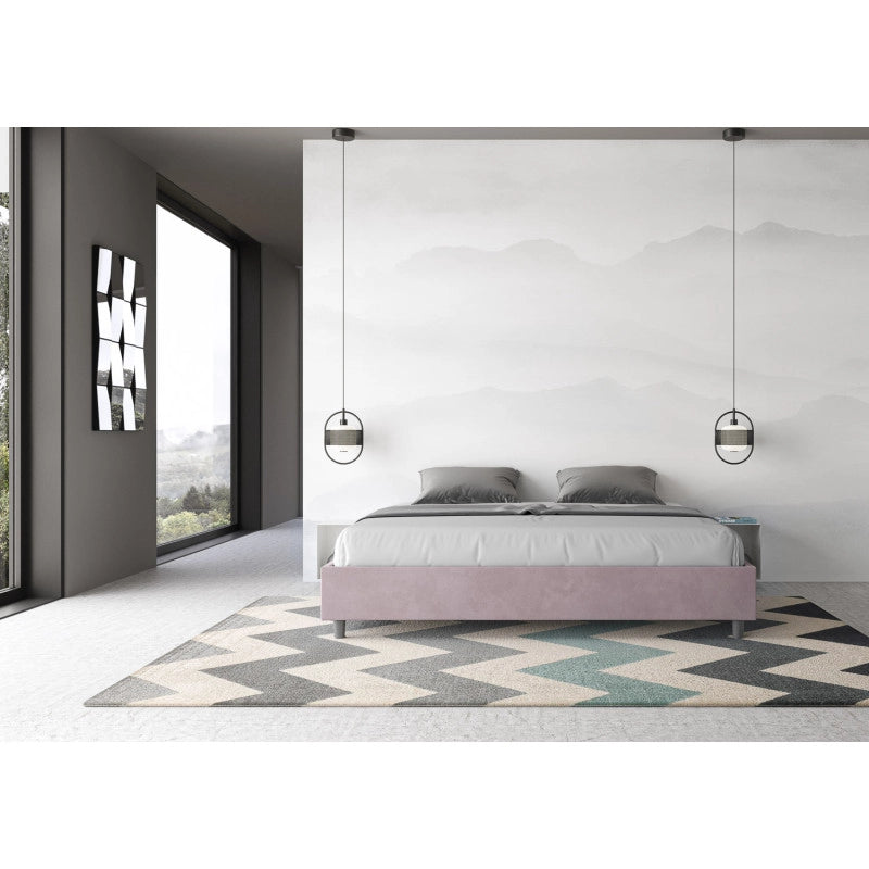 Letto imbottito Matrimoniale 180x200 cm Azelia - Senza rete,Glicine,Microfibra