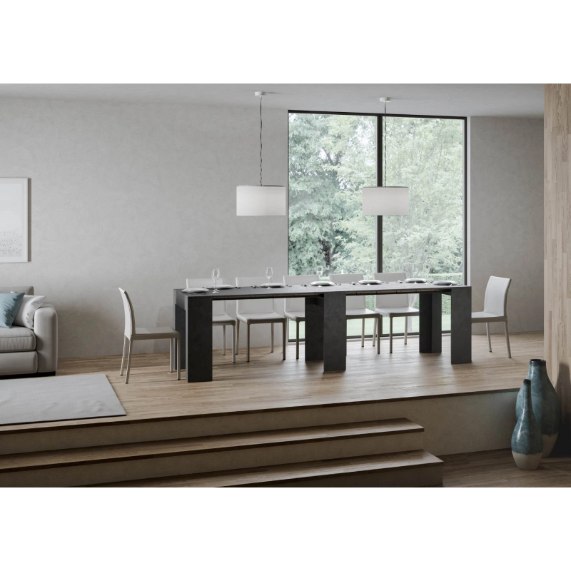 Consolle allungabile 78x47/299 cm Allin - Antracite Spatolato