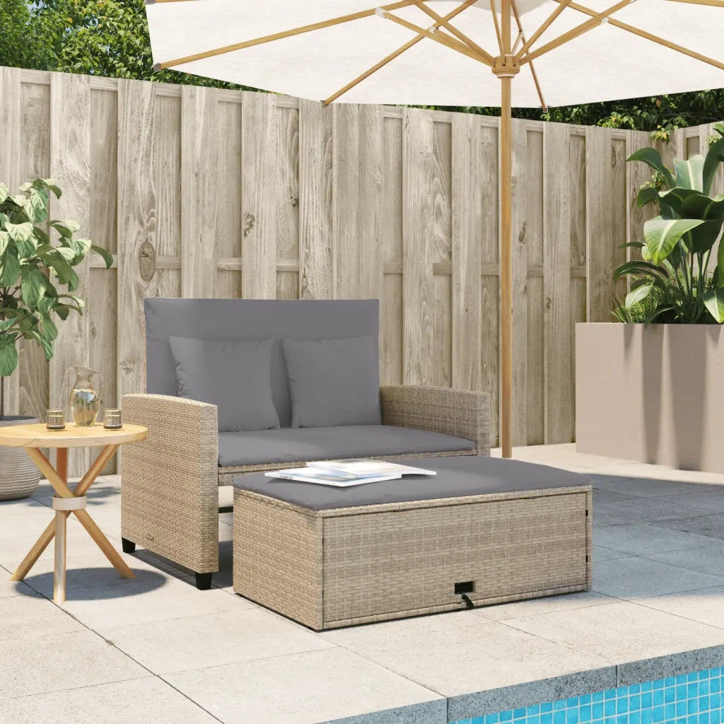 Divano da Giardino con Cuscini a 2 Posti-Sofa da giardino Beige in Polyrattan 109355