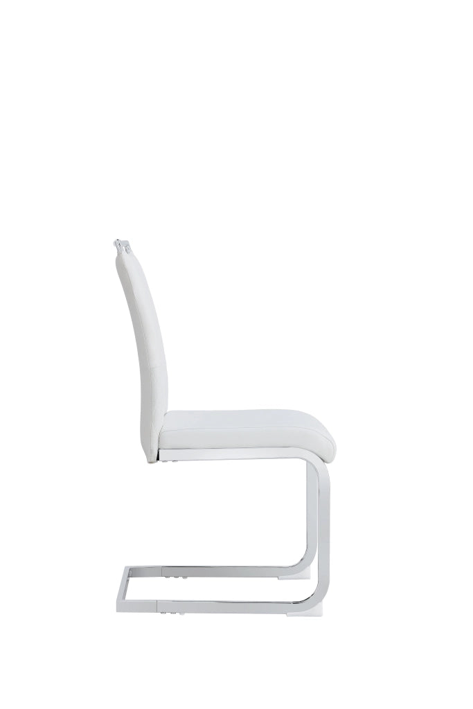 Sedia con schienale alto imbottito design ergonomico con piedini antigraffio metallo bianco 42 × 48 × 95 cm