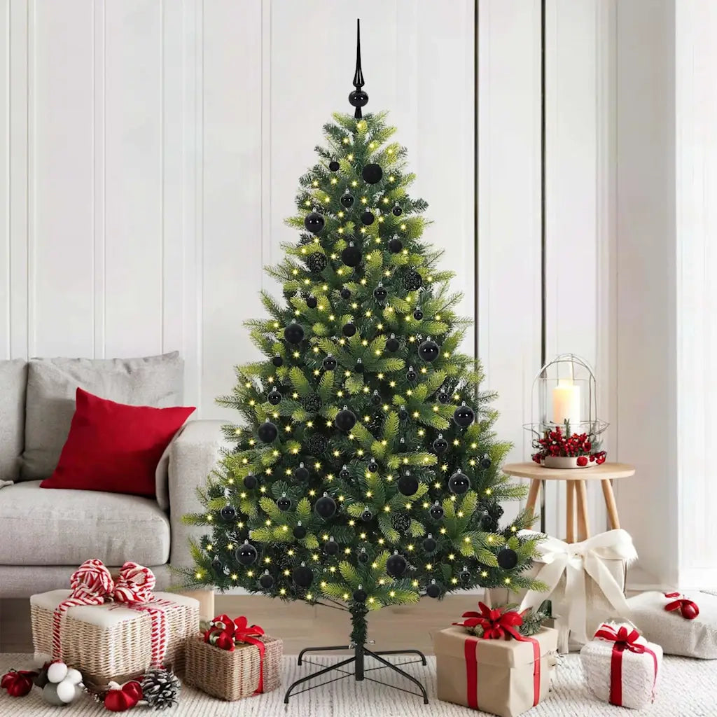 Albero di Natale | Decorazioni natalizie Artificiale a Cerniera con 300 LED 180 cm