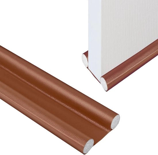 Doppia guaina di isolamento per porte, 94cm guaina di isolamento per porte, doppia guaina di chiusura per porte, guaina di isolamento regolabile (marrone)