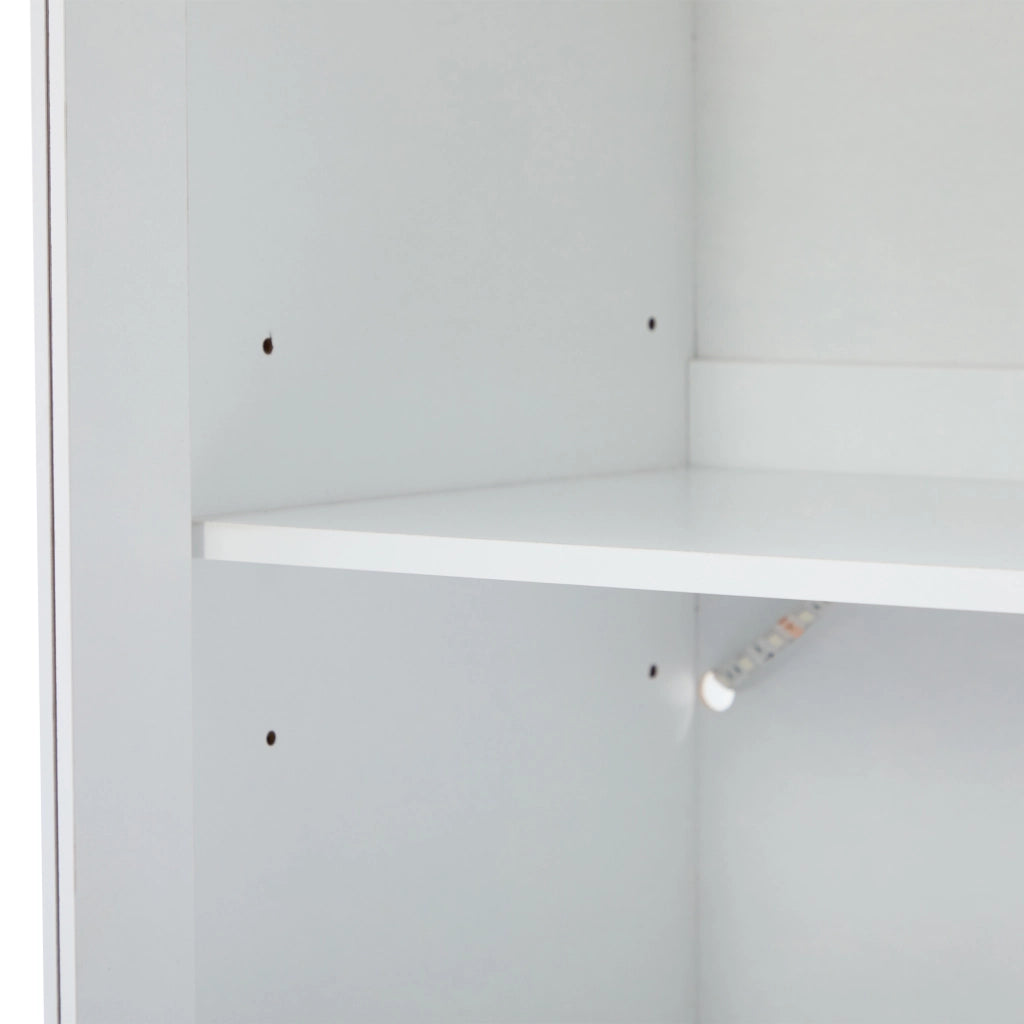 VETRINA con LED 60x35,5x165 cm Bianca in MDF e Truciolare con 2 Cassetti