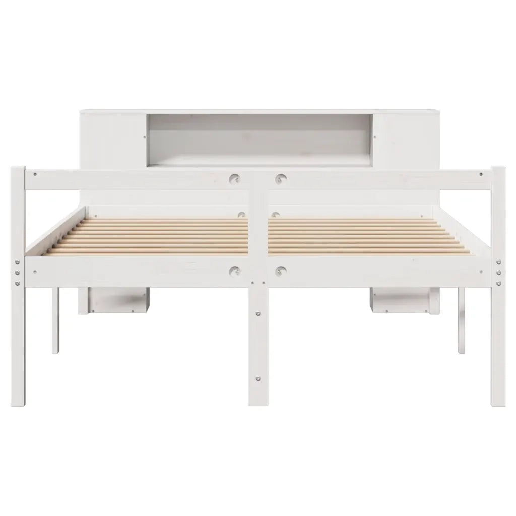 Letto Libreria senza Materasso Bianco 160x200 cm Legno di Pino 3321974