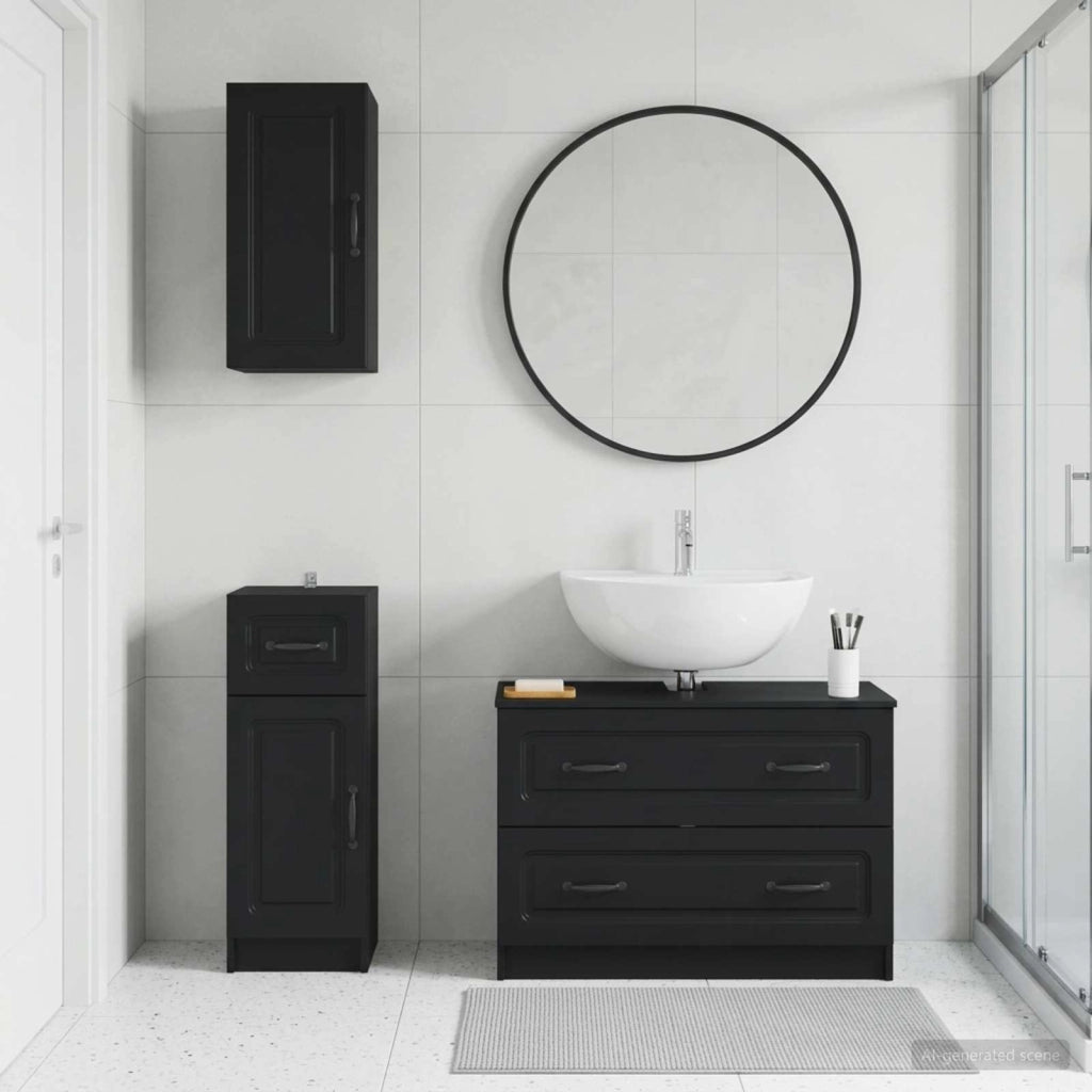 Set di armadietti da bagno in 3 pezzi UTRECHT Nero 3417811