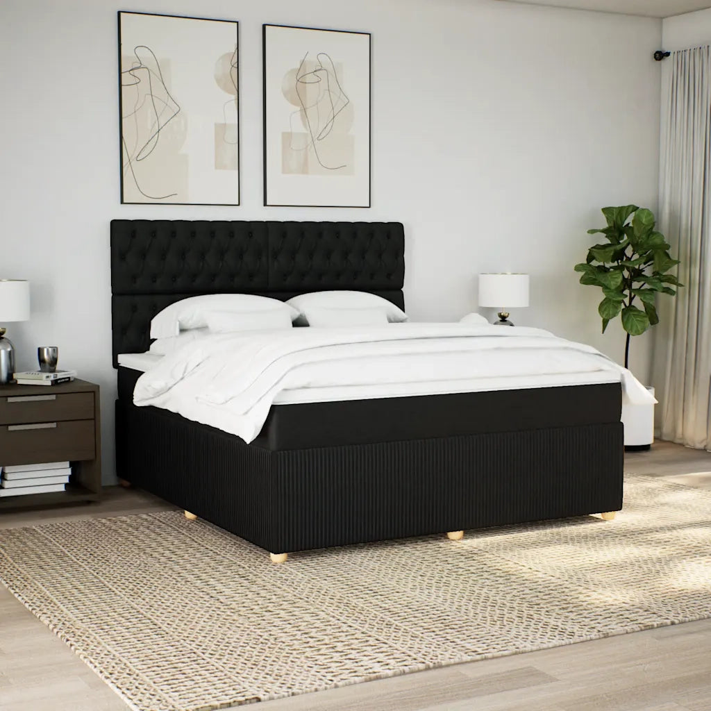 Giroletto a Molle con Materasso Nero 180x200 cm in Tessuto 3294444