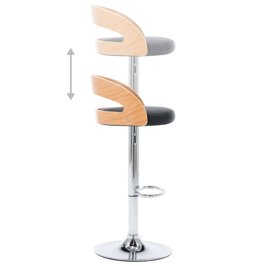 Sgabelli da Bar 2 pz Neri in Similpelle e Legno Curvo 283148
