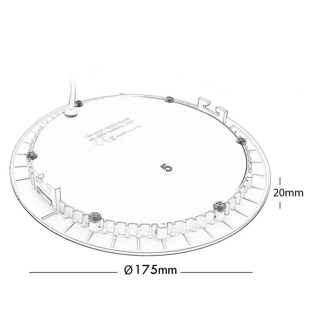 Faretto incasso LED 12W pannello tondo slim interruttore CCT da 3000K a 6500K luce negozio vetrina foro 15cm
