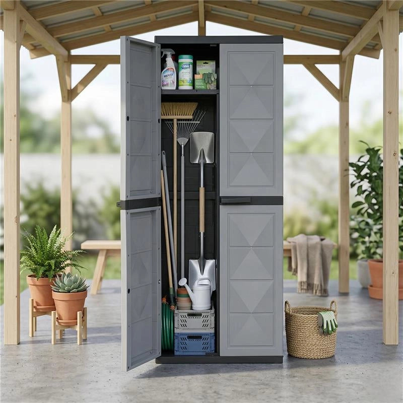 ARMADIO BASIC LINE CON 1 PORTA SCOPE E 3 RIPIANI REGOLABILI - DARK GREY DIMENSIONE 65X37X165