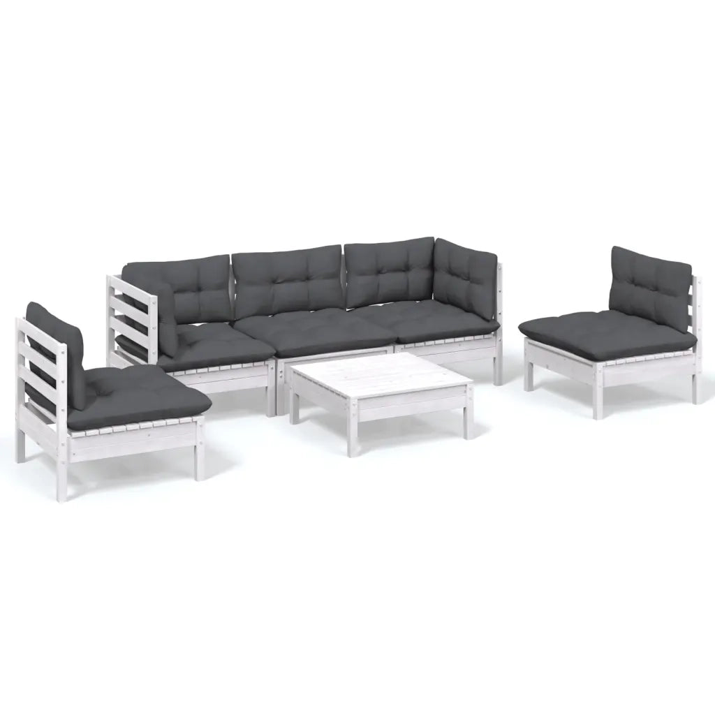 Set Salotto da Giardino 6 pz con Cuscini Legno Massello di Pino 3096191