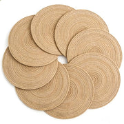Set di piatti da tavola a rullo da 8 - Piatti da tavola rotondi - Tela di cotone intrecciata - Resistente al calore - Antiscivolo - 30 x 30 cm - Giallo miele - Sottopiedini per tavolo