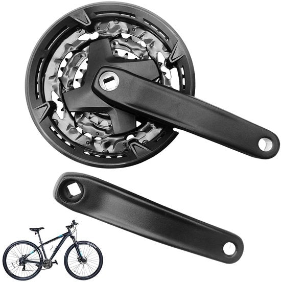Kit di cambio catena per bicicletta 170 mm - 7/8/9 velocità - Struttura in lega leggera di alluminio - Kit di cambio catena 22T/32T/42T - Bicicletta da montagna MTB - Nero