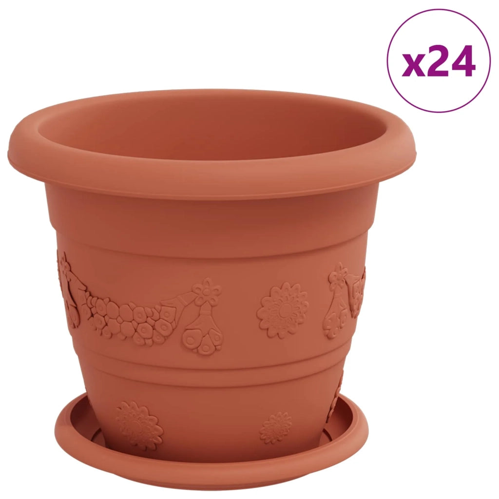 Vasi per Piante 24 pcs Rosso Mattone Ø 22 x 18 cm Plastica
