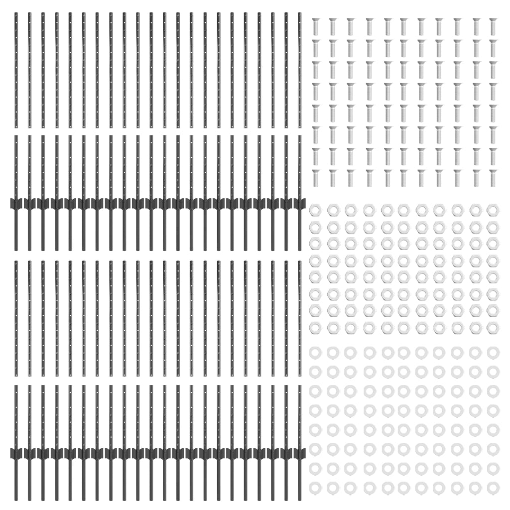 Pali per recinzione 88 pcs Canale a U Grigio 140 cm Acciaio