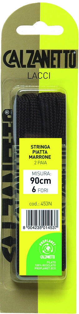 Calzanetto LACCI PIATTI PER SCARPE 2 PAIA cm. 90  Col. Marrone