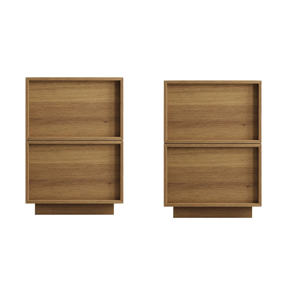 Comodino con 2 cassetti, design minimalista, per camera da letto, in MDF e truciolare, rovere, 38 × 48 × 50 cm