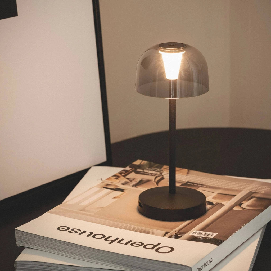 Lampada da tavolo da interno/esterno in metallo, h19cm, nero