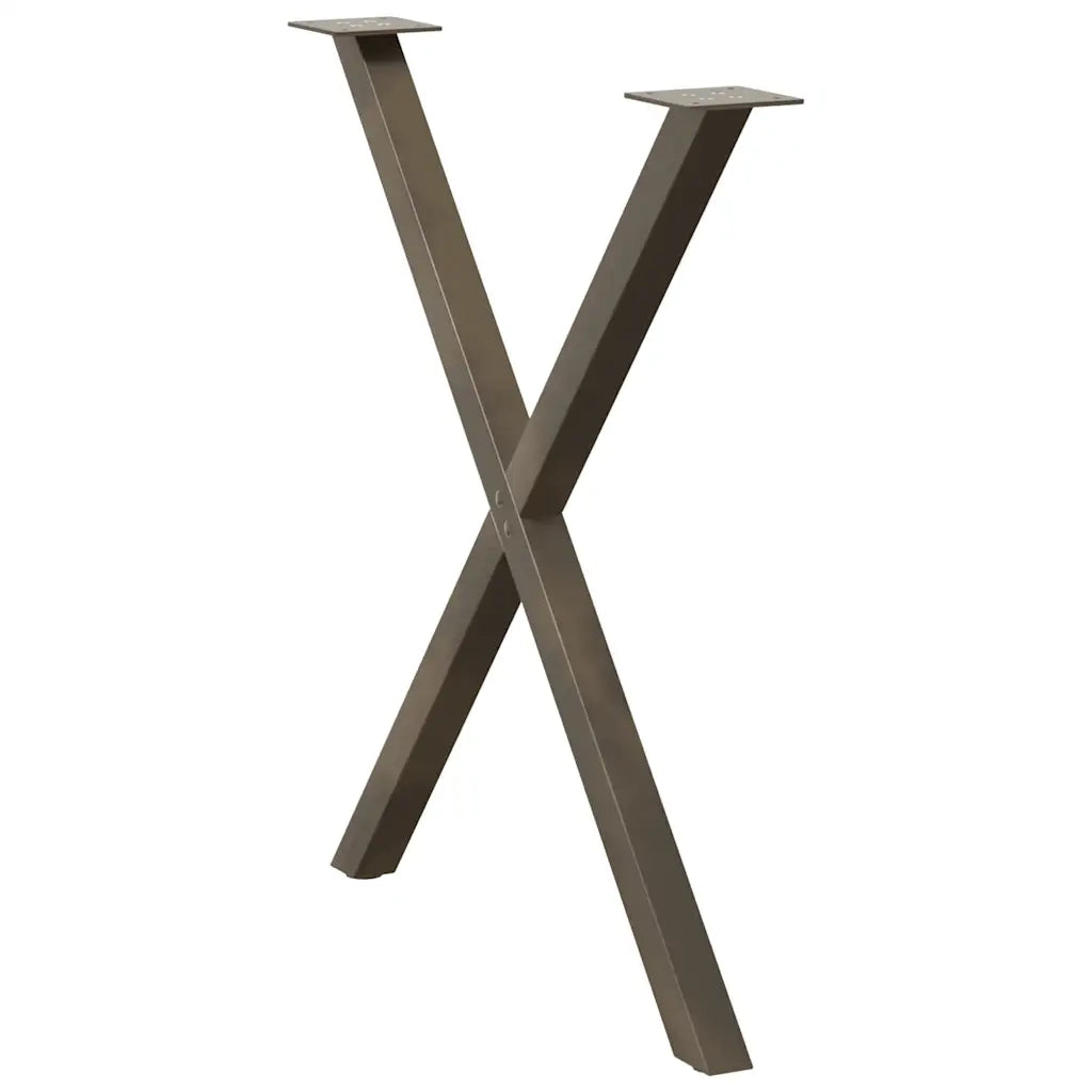 Gambe per tavolo da pranzo a forma di X 2 pz in acciaio naturale 80x(72-73) cm 4012923