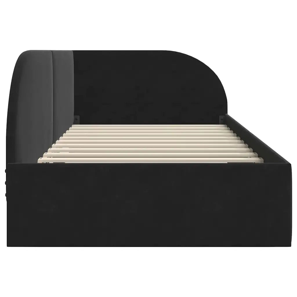 Letto singolo | Letto per adulti | Cornice del letto ad angolo Nero 80 cm x 200 cm Velluto