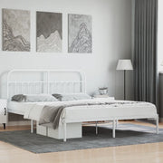 Giroletto con Testiera-Struttura Letto con testiera Metallo Bianco 160x200 cm 901407