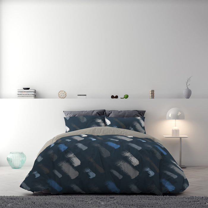 Copripiumino 1 Piazza e Mezzo Double Face con Federe Stampato Gessetti