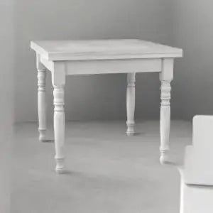 Tavolo in legno allungabile a libro gambe tornite Shabby chic bianco anticato