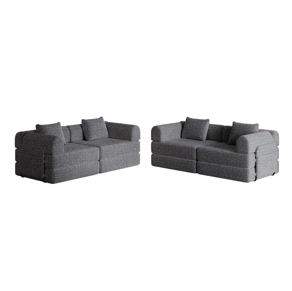 Divano letto 183,8 x 91,4 x 69,8 cm in ciniglia grigia con vano bracciolo