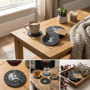 Set di 6 sottopanchine con motivi di cervo - Grigio scuro, Ø10 cm