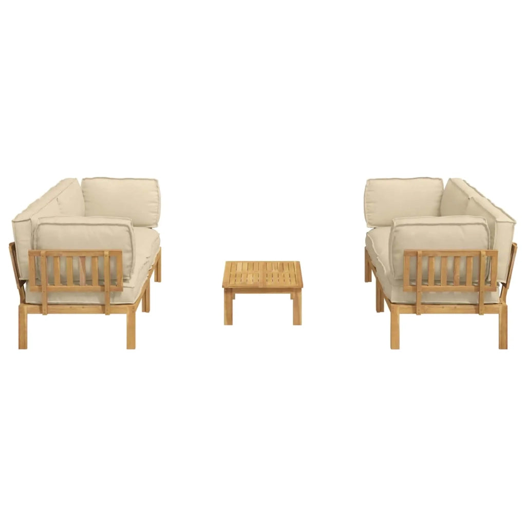 Set di divani con cuscino 5 pcs Beige Legno di Acacia Massello 3418467