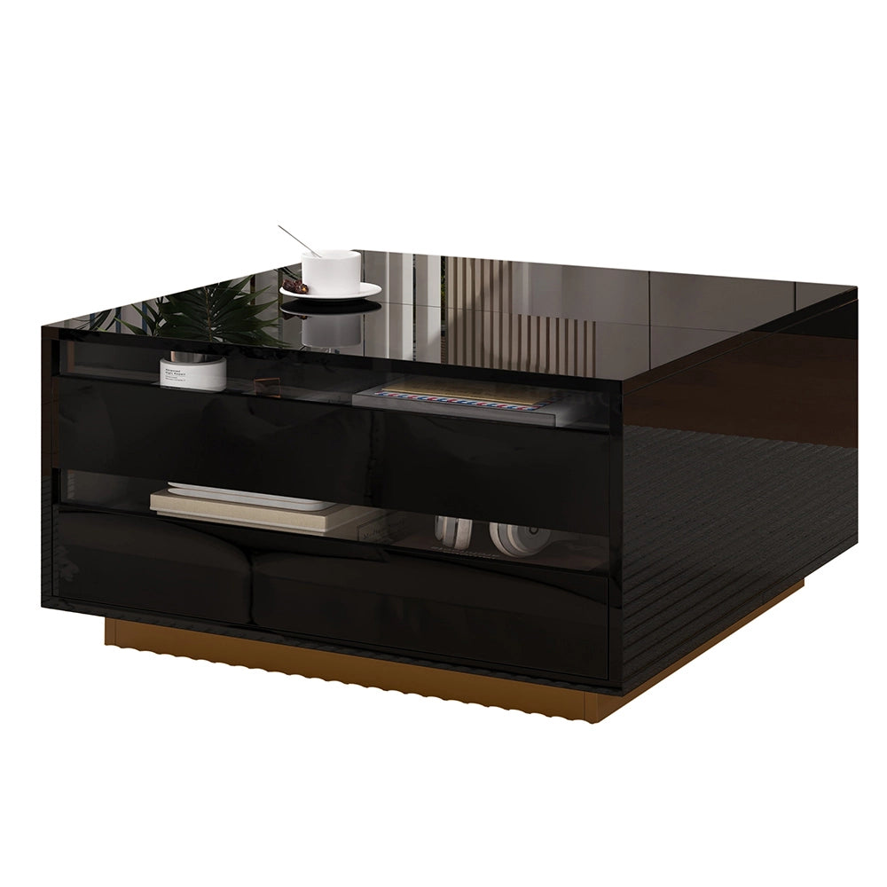 Tavolino regolabile - Xylo - 70x70cm LED 1 cassetto nero