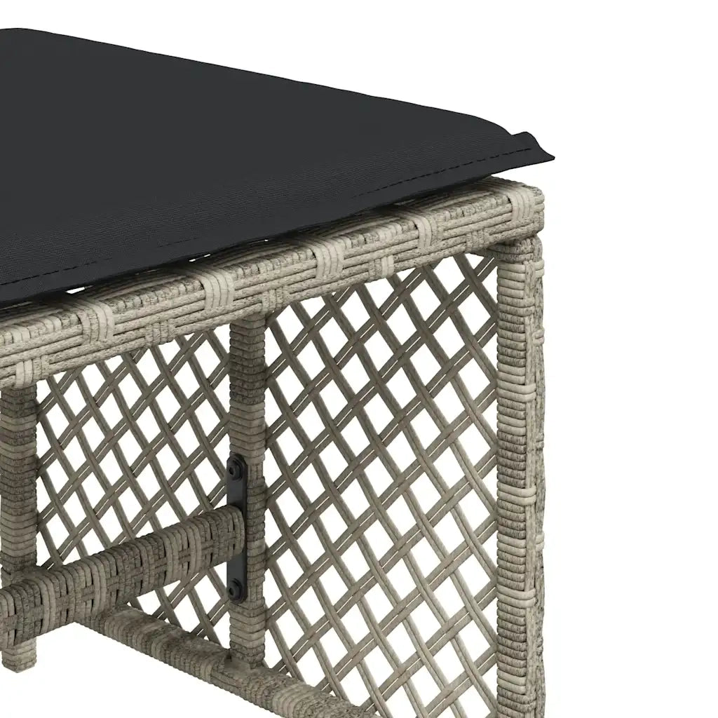 Sgabelli Giardino Cuscini 4pz Grigio Chiaro 41x41x36 Polyrattan 365053