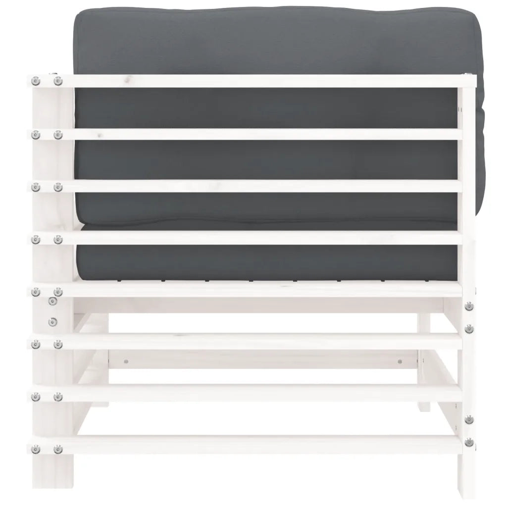 Divano componibile-Divani Angolari con Cuscini 2 pz Legno Massello di Pino Bianco 868790