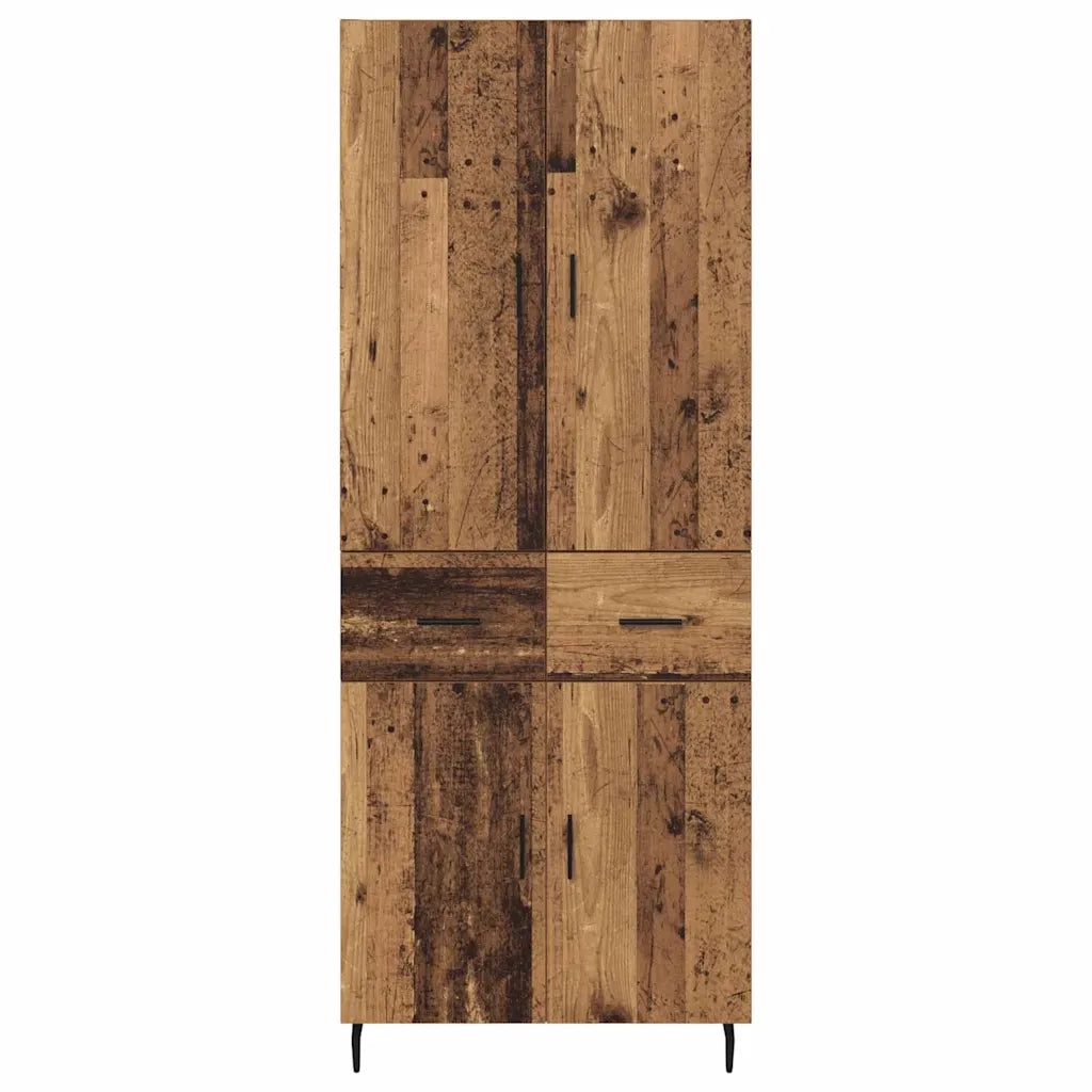 Credenza 2 pcs Legno vecchio Legno Stratificato e Vetro