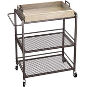 Carrello da Cucina con Ruote 65x33x91 cm Portaoggetti con 3 Ripiani Bronzo
