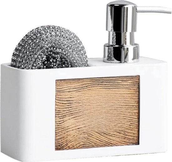 Dispensatore di sapone per piatti 14,5 x 6 x 13 cm organizzatore per lavastoviglie in bianco dispensatore di sapone per lavastoviglie organizzatore per cucina (bianco)