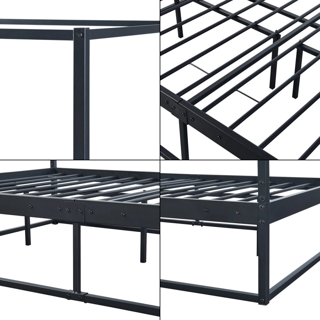 Letto a Baldacchino Kristianstad con Materasso 120 x 200 cm Metallo Nero [en.casa]