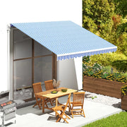 Tessuto di Ricambio per Tenda da Sole-Ricambio telo per tenda da sole Blu e Bianco 4x3,5 m