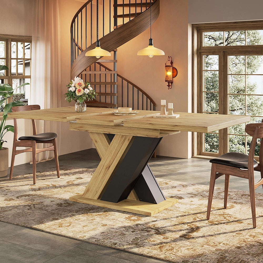 Tavolo da pranzo telescopico - Xylo - 119-158,5¡Á80cm - Colore legno con gambe a X