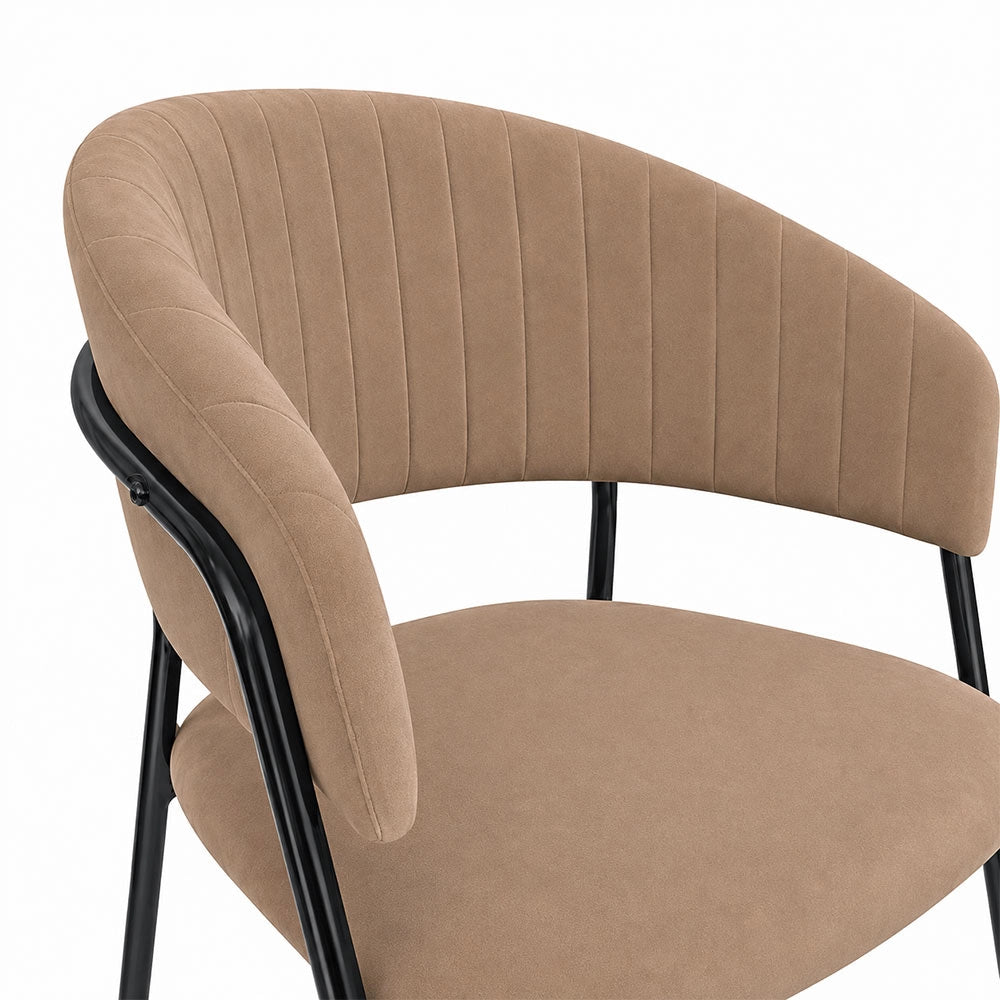 Sedie da pranzo set da 4 Aurelia in velluto grigio tortora con gambe nere