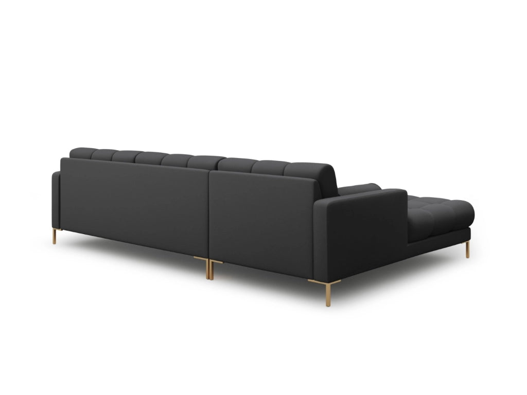 Cosmopolitan Design - Divano angolare sinistro "Bali" 5 posti in tessuto strutturato grigio scuro 