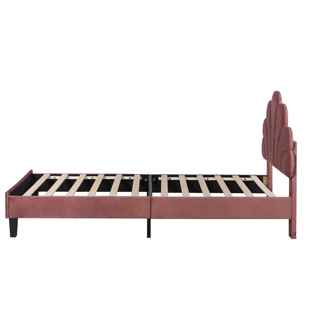 Letto Imbottito Singolo con Testiera ¨C MINIMAL ¨C Velluto Rosso 90x200
