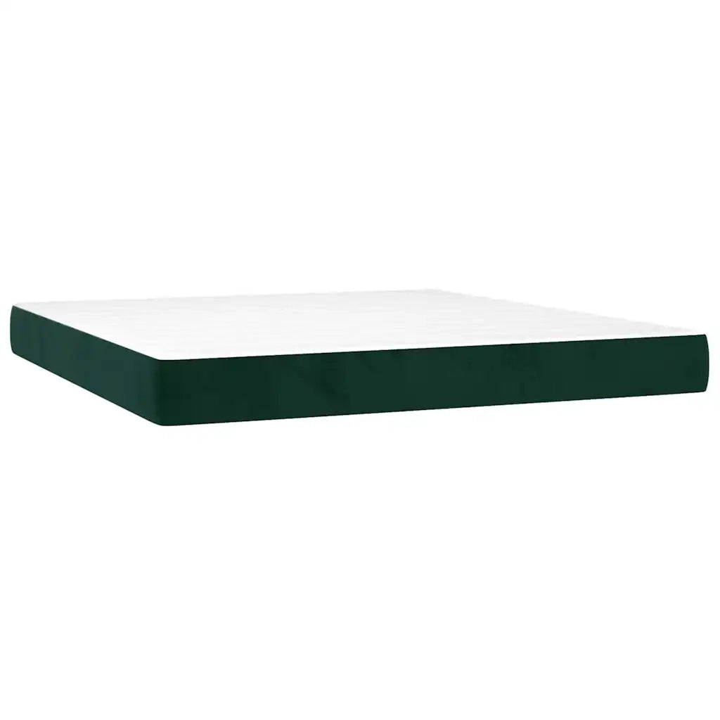 Letto a Molle con Materasso e LED Verde Scuro 160x200cm Velluto 3136134