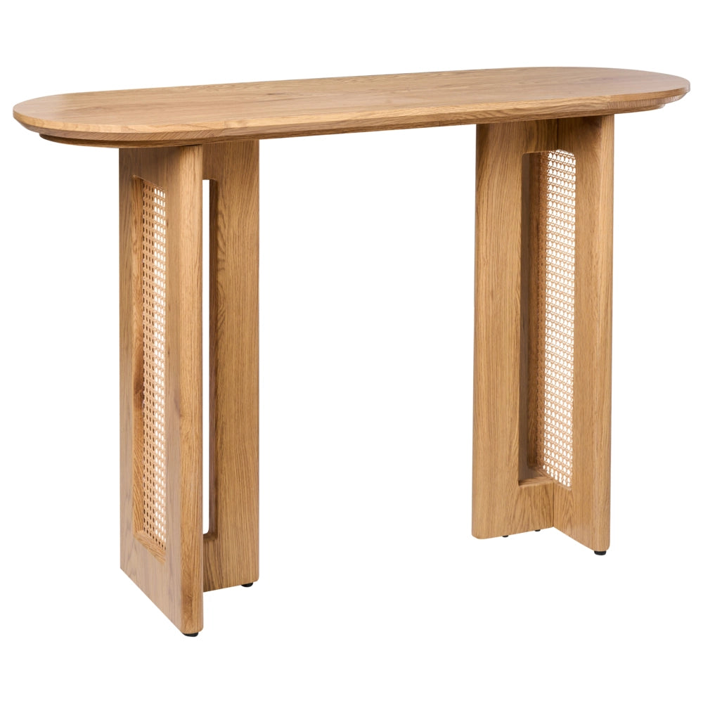 Tavolo console moderno in MDF con rattan 120 cm Mobili per corridoi Marrone chiaro