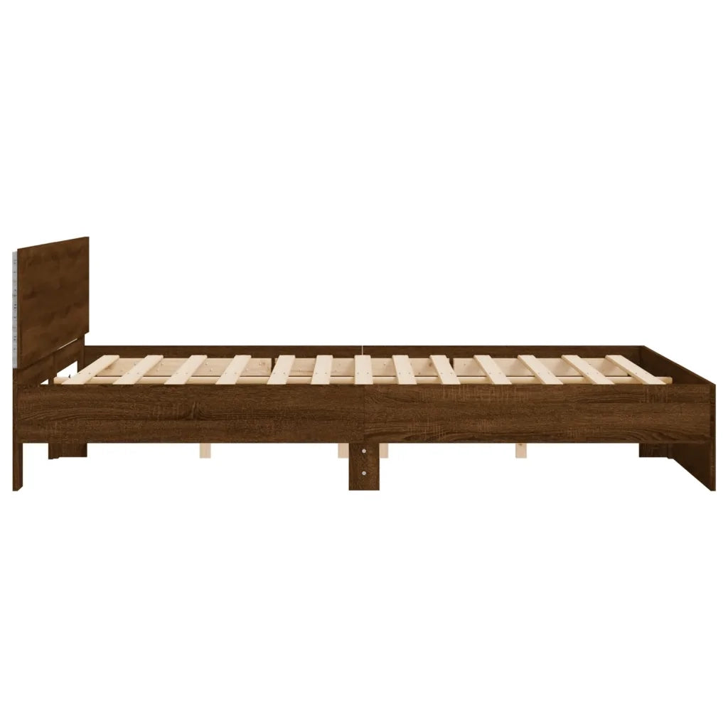 Giroletto con Testiera e LED-Struttura Letto con testiera Rovere Marrone 200x200 cm 344329